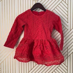 Eliza Grace Clothing lace overlay dress long sleeve Pearl buttons intricate 5T